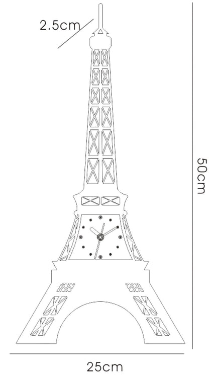 Diyas Home (DH) Infinity Eiffel Tower Clock Black Wall