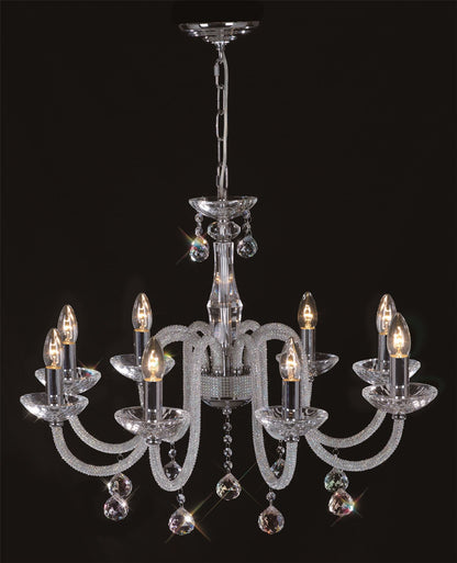 Diyas Amora 72cm  8 Light E14 Polished Chrome/Crystal Ceiling Pendant Light Fitting
