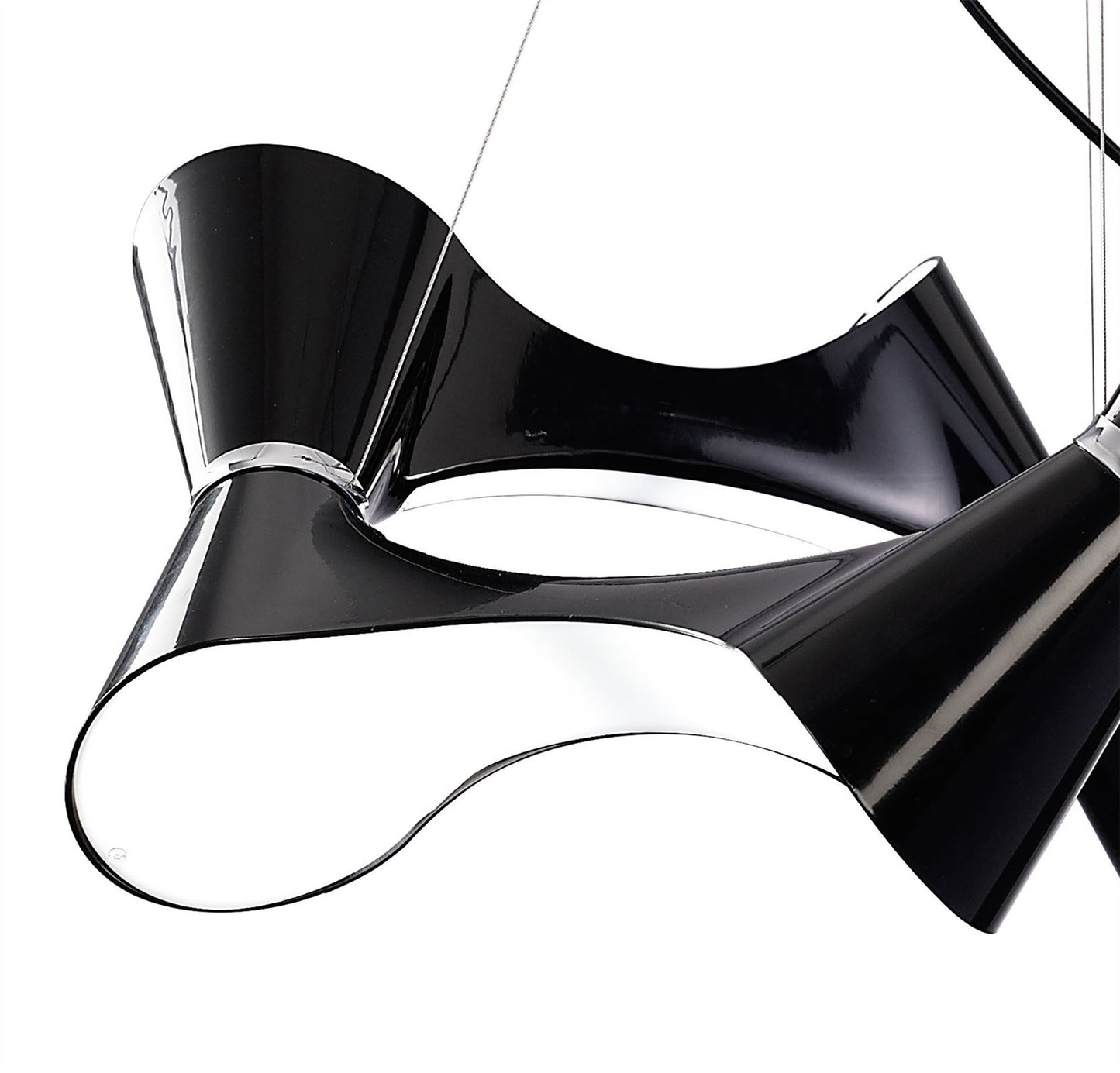 Mantra M1552 Ora Pendant 8 Twisted Round Light E27, Gloss Black/White Acrylic/Polished Chrome