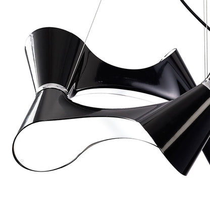 Mantra M1552 Ora Pendant 8 Twisted Round Light E27, Gloss Black/White Acrylic/Polished Chrome