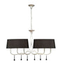 Mantra M0531 Paola Linear Pendant 2 Arm 6 Light E14, Silver Painted with Black Shades & Black Glass Droplets