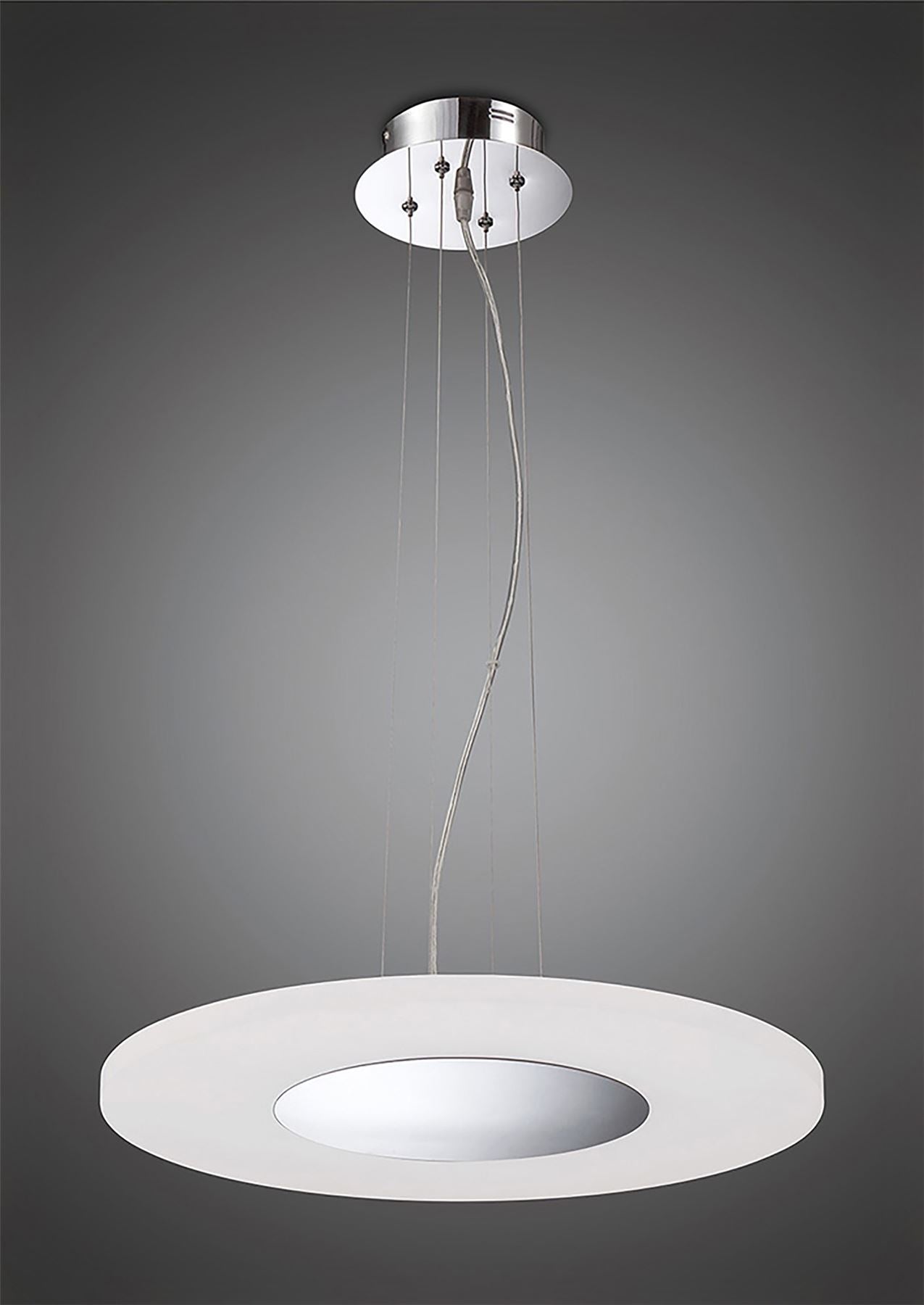 Mantra Fusion Notte 50cm Pendant 28W LED Round 3000K, 1800lm, Polished Chrome/Frosted Acrylic, 3yrs Warranty