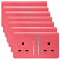Trendi 2 Gang Artistic Modern Glossy 13 Amp Switched Plug Socket Strawberry (7 Pack)