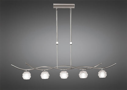 Mantra Dali Telescopic Pendant Line 5 Light G9, Polished Chrome