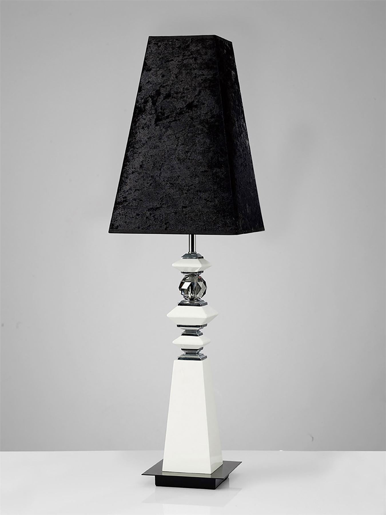 Diyas Home (DH) Galata Table Lamp 1 Light E27 with Black Shade White/Crystal