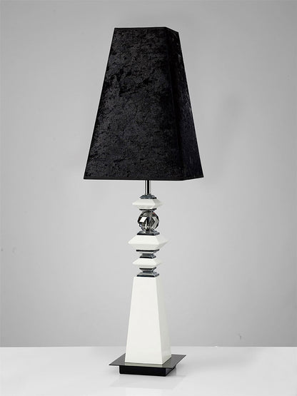 Diyas Home (DH) Galata Table Lamp 1 Light E27 with Black Shade White/Crystal