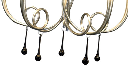 Mantra M6208 Paola Pendant 70cm Round, 5 x E14 (Max 40W), Silver Painting, Black Shades