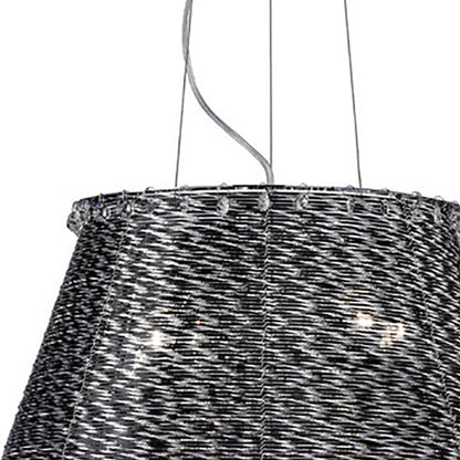 Diyas Lanzo 49cm  4 Light E14 Black Chrome/Crystal Ceiling Pendant Light Fitting