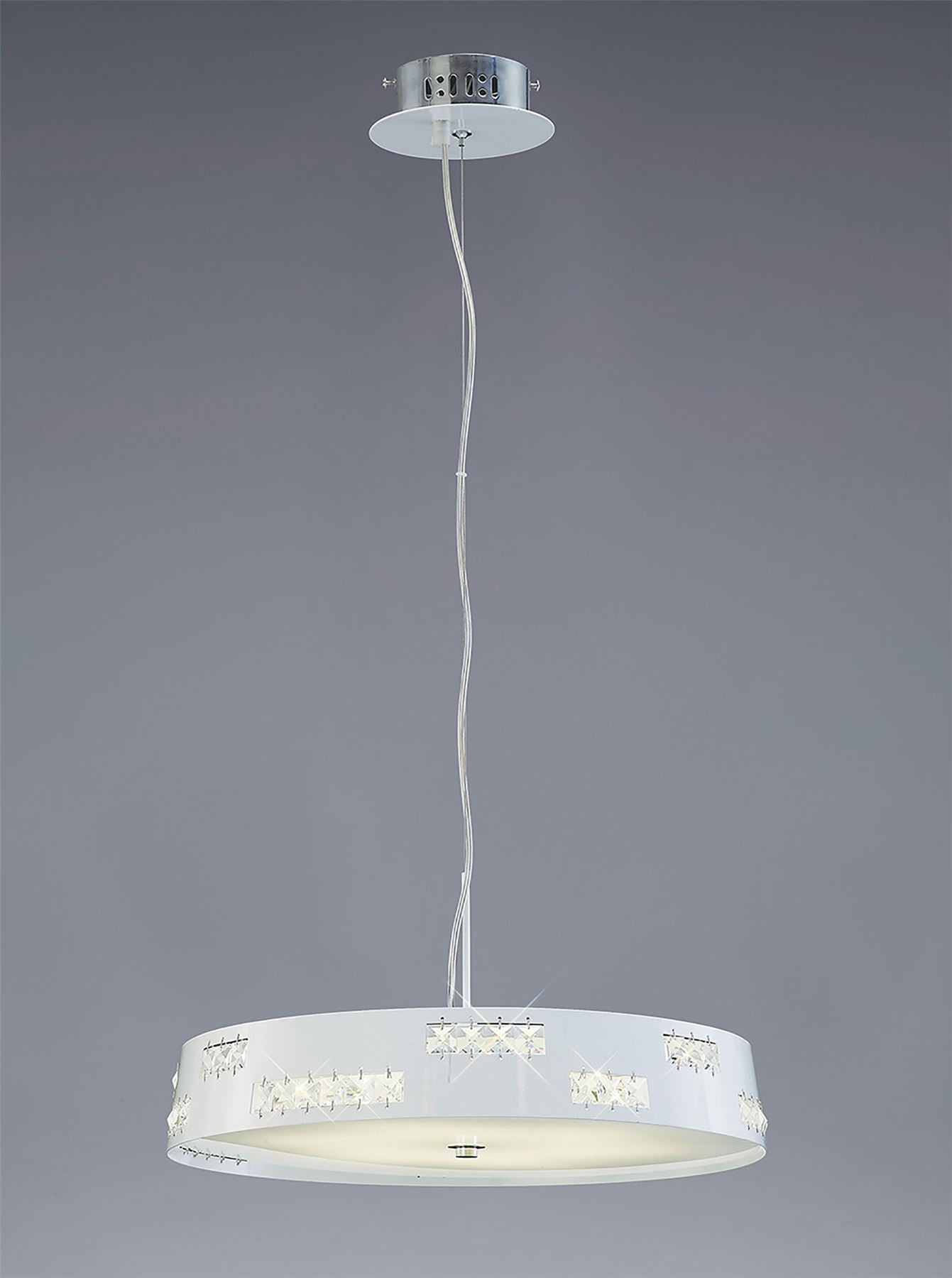 Diyas Phoenix 40cm  18W LED 4000K White/Crystal Ceiling Pendant Light Fitting