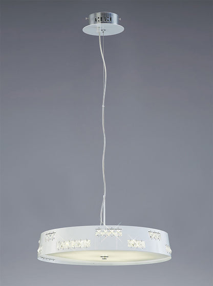 Diyas Phoenix 40cm  18W LED 4000K White/Crystal Ceiling Pendant Light Fitting