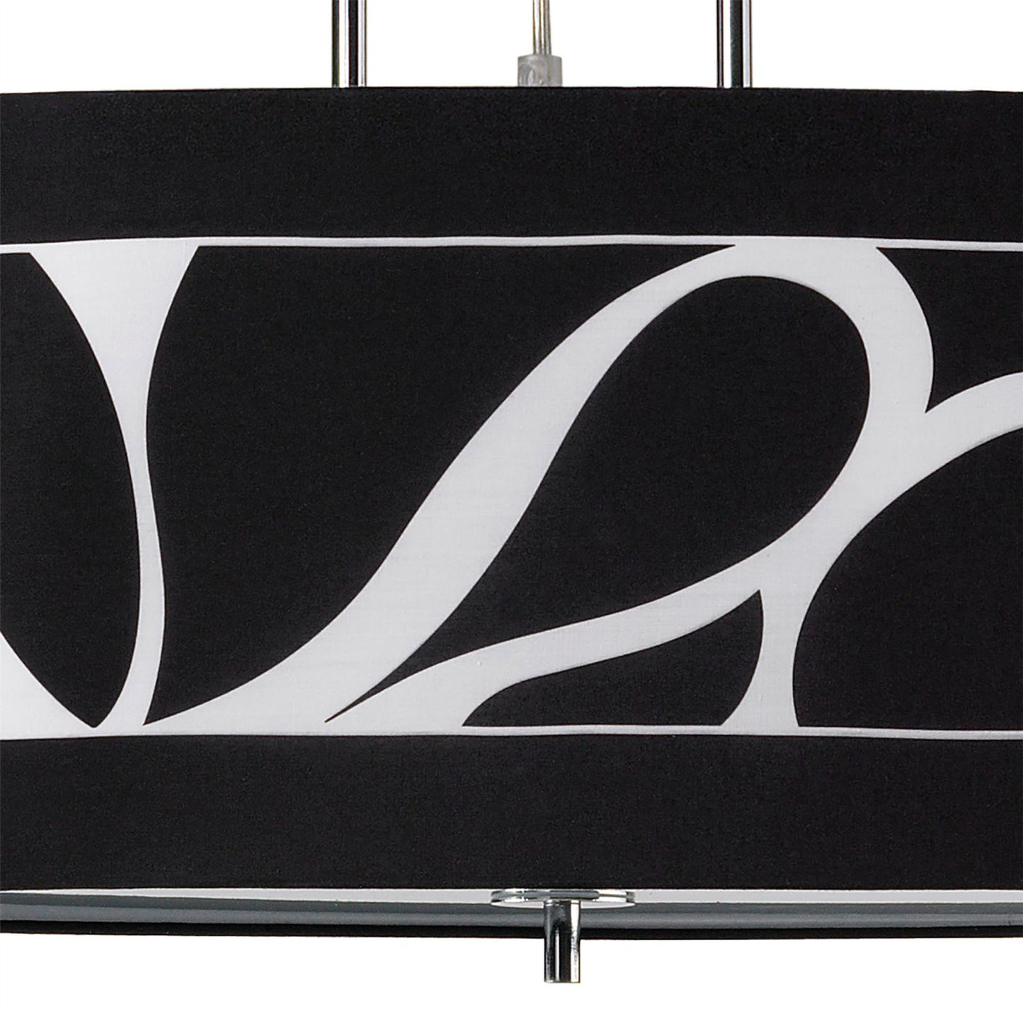 Mantra Manhattan Linear Pendant 2 Light L1, SGU10, Polished Chrome, Frosted Glass with Black Patterned Shade, CFL Lamps INCLUDED
