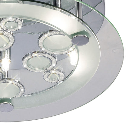 Diyas Destello 40cm Flush  Round with Circle Pattern 6 Light G9 Round Polished Chrome/Crystal Ceiling Light Fitting