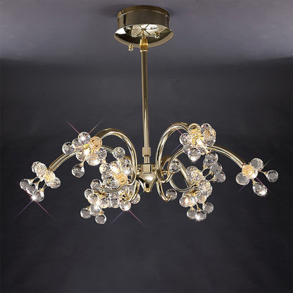 Diyas Octavia 65cm  9 Light G4 French Gold/Crystal, NOT LED/CFL Compatible Ceiling Pendant Light Fitting