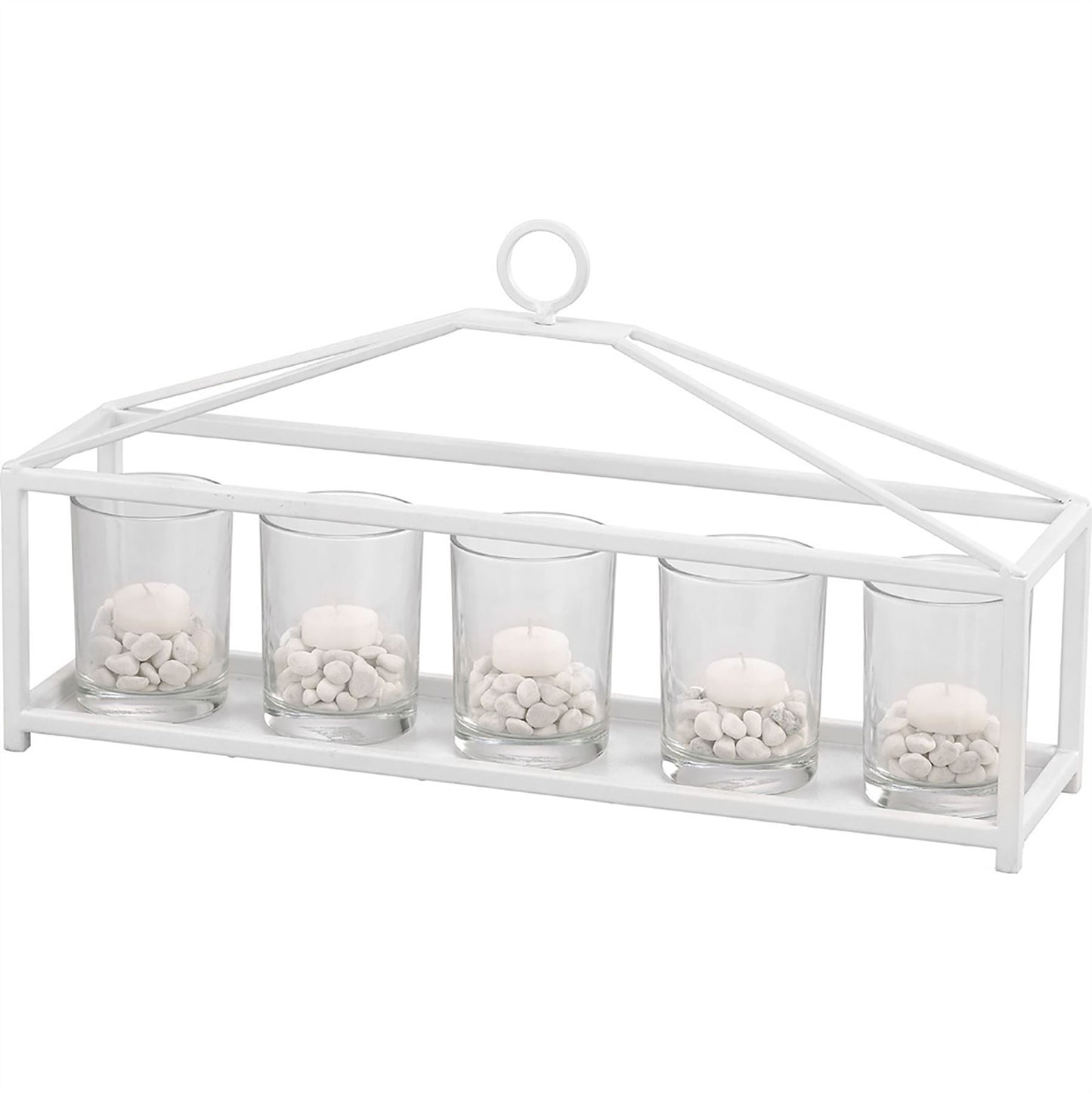 Diyas Home (DH) Athena 5 Candle Holder Small White/Clear Glass Art