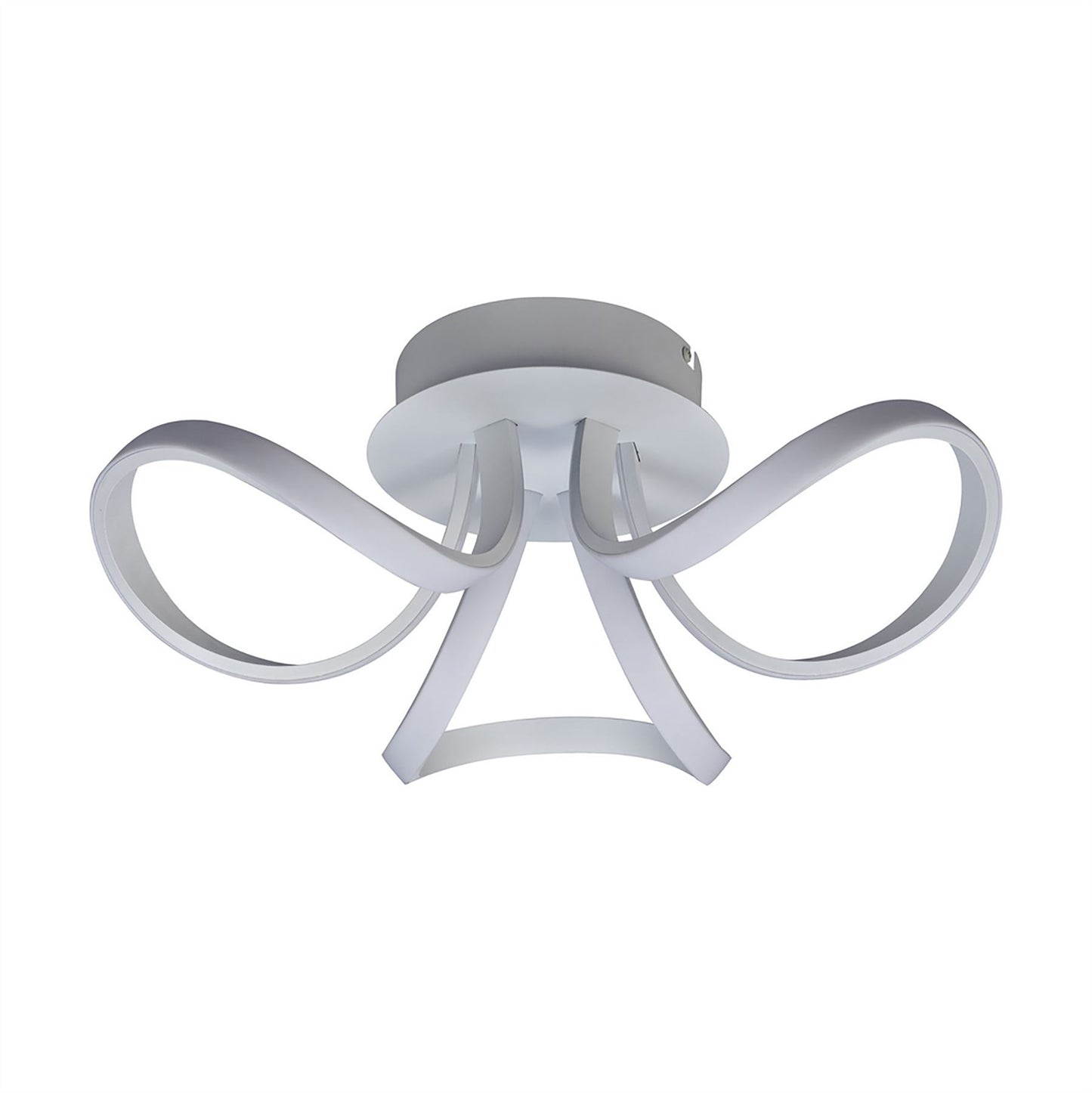 Mantra Knot Led Blanco Knot Blanco Ceiling 48cm Round 3 Looped Arms 36W LED 4000K, 2520lm, White/Frosted Acrylic, 3yrs Warranty Ceiling