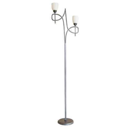 Diyas San Marino Floor Lamp with In-Line Dimmer 2 Light E14 Tex/Pewter/Opal Glass, NOT LED/CFL Compatible