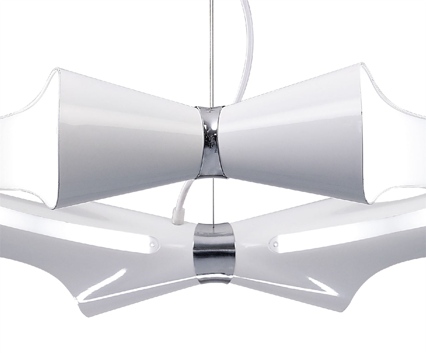 Mantra M1541 Ora Pendant 8 Flat Round Light E27, Gloss White/White Acrylic/Polished Chrome