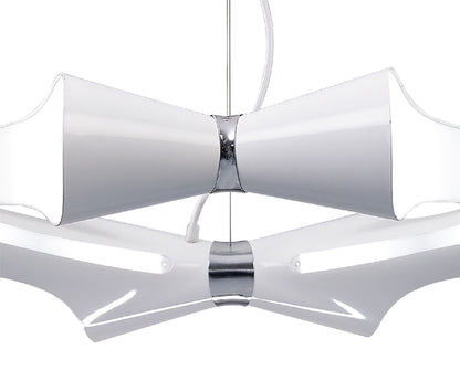 Mantra M1541 Ora Pendant 8 Flat Round Light E27, Gloss White/White Acrylic/Polished Chrome