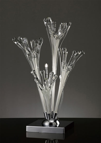 Diyas Love Table Lamp 3 Light G4 Polished Chrome/White Glass, NOT LED/CFL Compatible