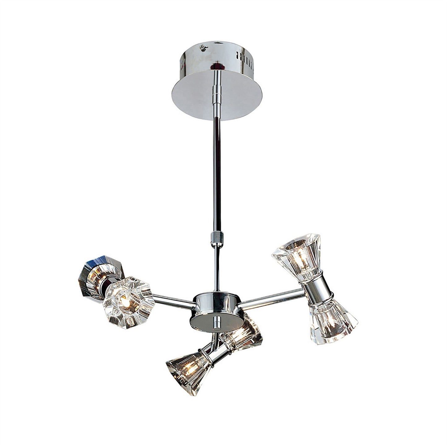 Diyas Elisa 42cm  Round 6 Light G4 Polished Chrome, NOT LED/CFL Compatible Ceiling Pendant Light Fitting