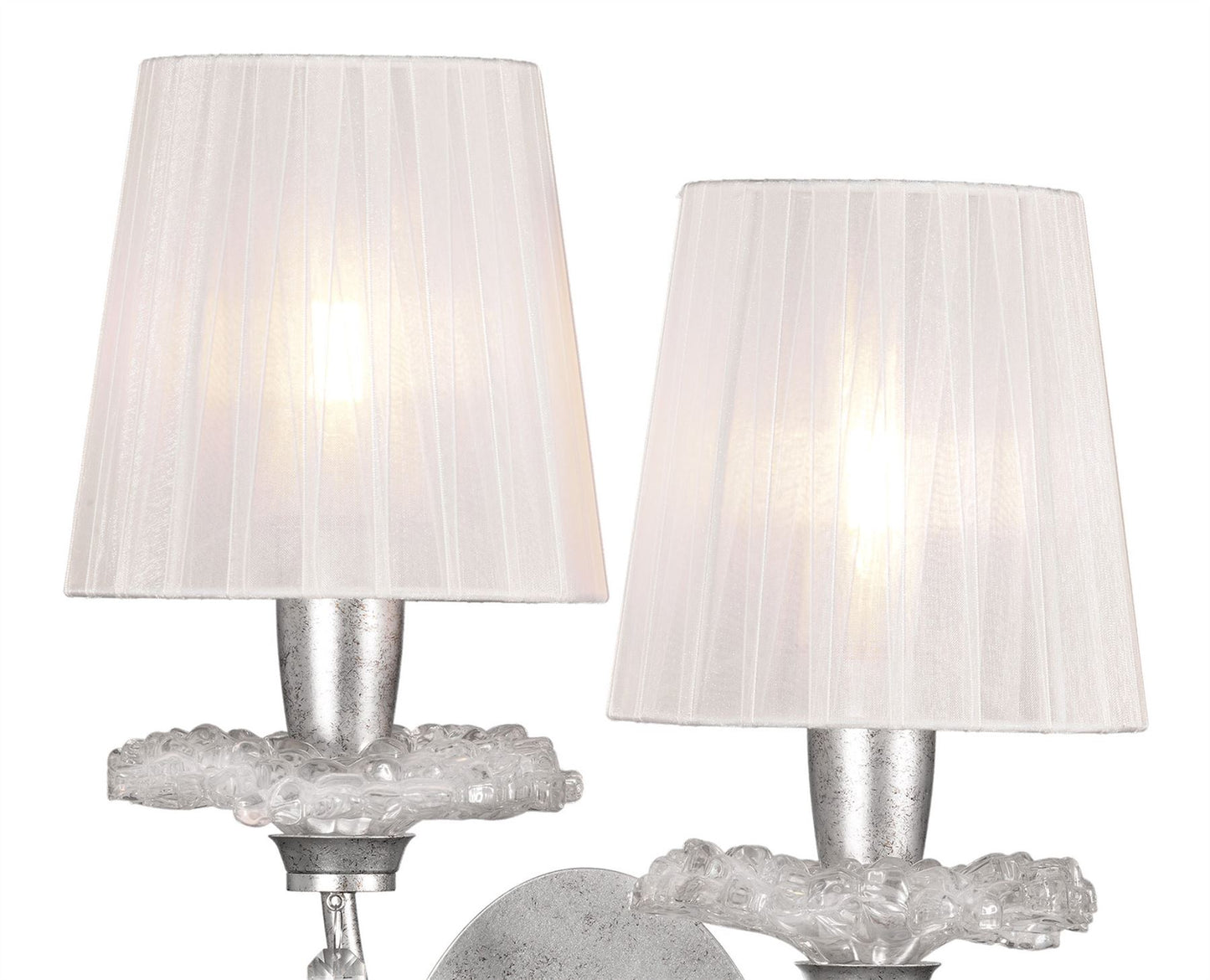 Mantra M6304 Sophie Wall Light, 2 x E14 (Max 20W), Silver Painting, White Shades