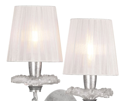 Mantra M6304 Sophie Wall Light, 2 x E14 (Max 20W), Silver Painting, White Shades