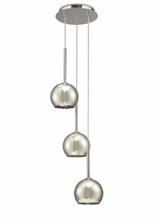 Deco Regina Pendant 3 Light G9 Polished Chrome/Smoke Glass