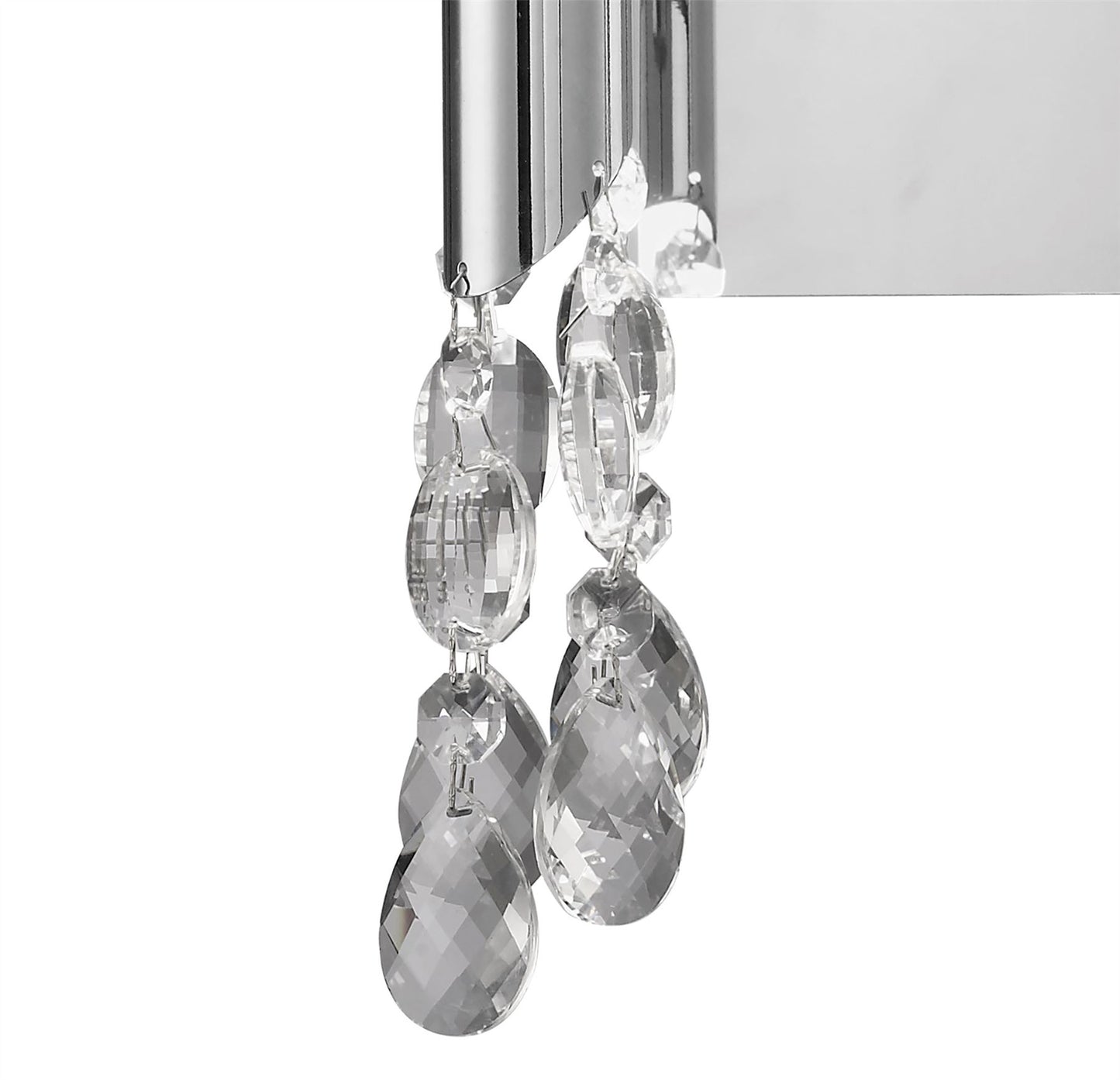 Mantra M3863/S Tiffany Wall Light Switched 2+2 Light E14+G9, Polished Chrome with White Shades & Clear Crystal - M3863/S