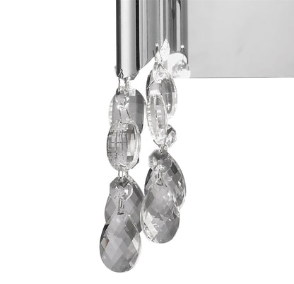 Mantra M3863/S Tiffany Wall Light Switched 2+2 Light E14+G9, Polished Chrome with White Shades & Clear Crystal - M3863/S