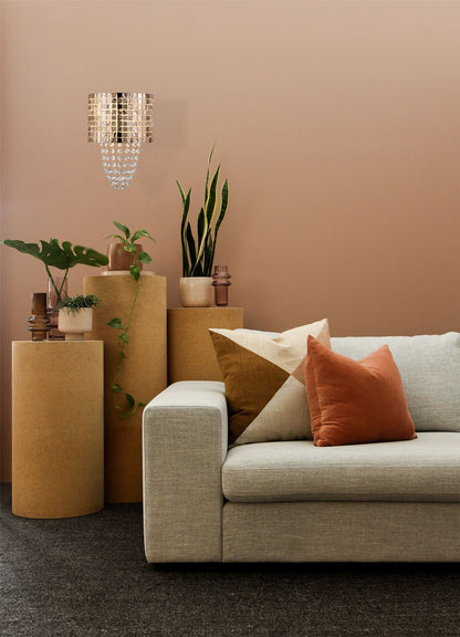Diyas Camden Wall Light 2 Light G9 Rose Gold/Mosaic Glass/Crystal