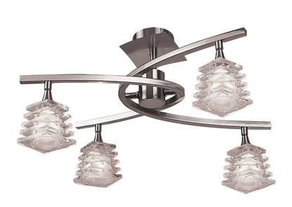 Mantra M0012 Keops Telescopic Pendant Semi Flush Convertible 4 Light G9, Satin Nickel