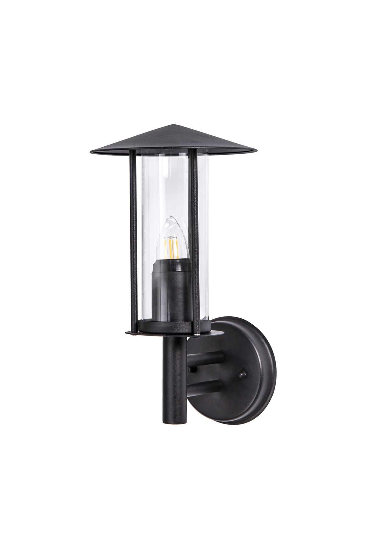 Deco Dalton Wall Light 1 Light E27 IP44 Exterior Black/Clear