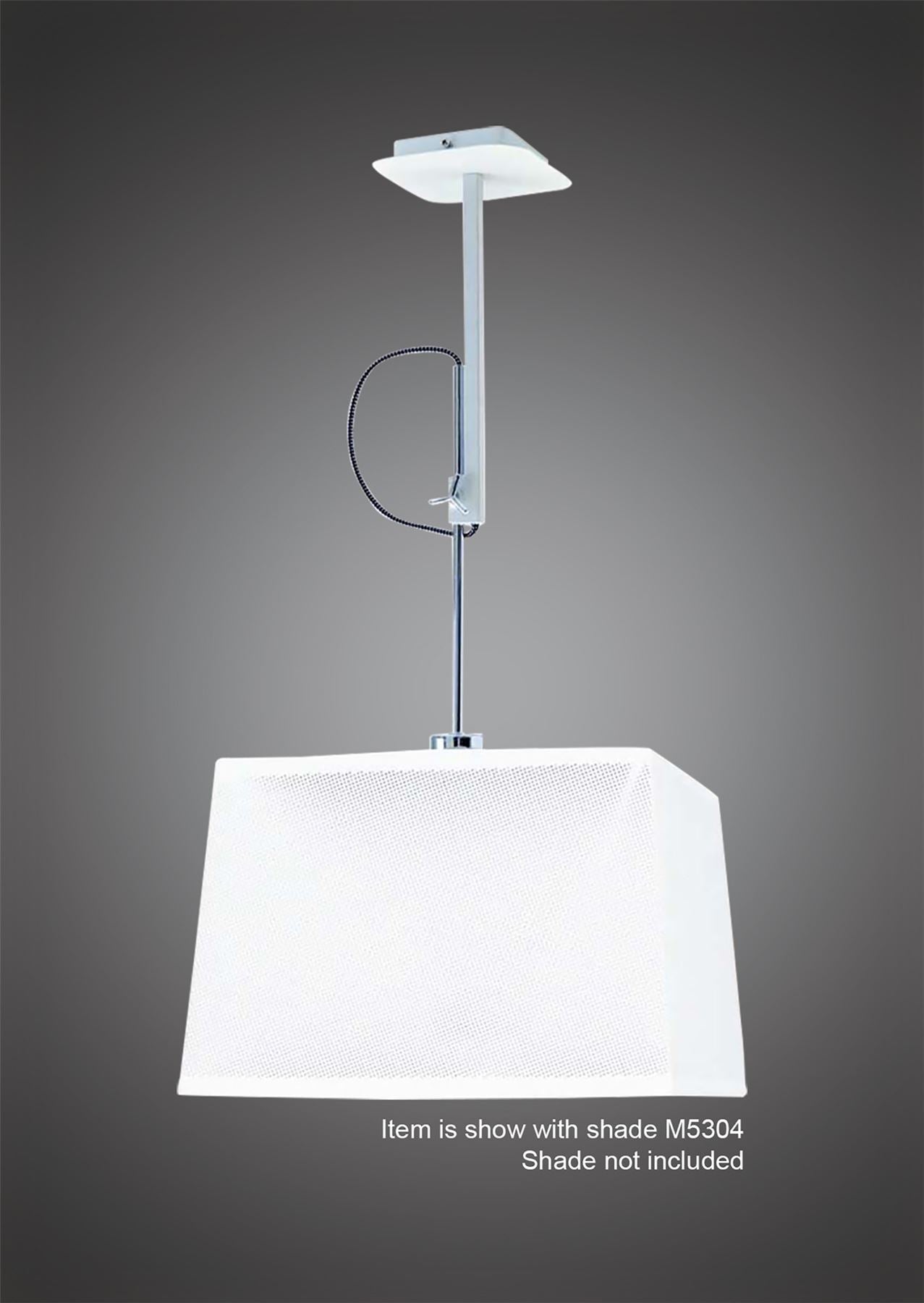 Mantra M5300 Habana Telescopic Square Pendant 1 Light WITHOUT SHADE E27, Matt White/Polished Chrome