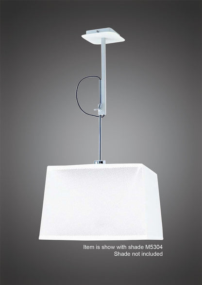 Mantra M5300 Habana Telescopic Square Pendant 1 Light WITHOUT SHADE E27, Matt White/Polished Chrome