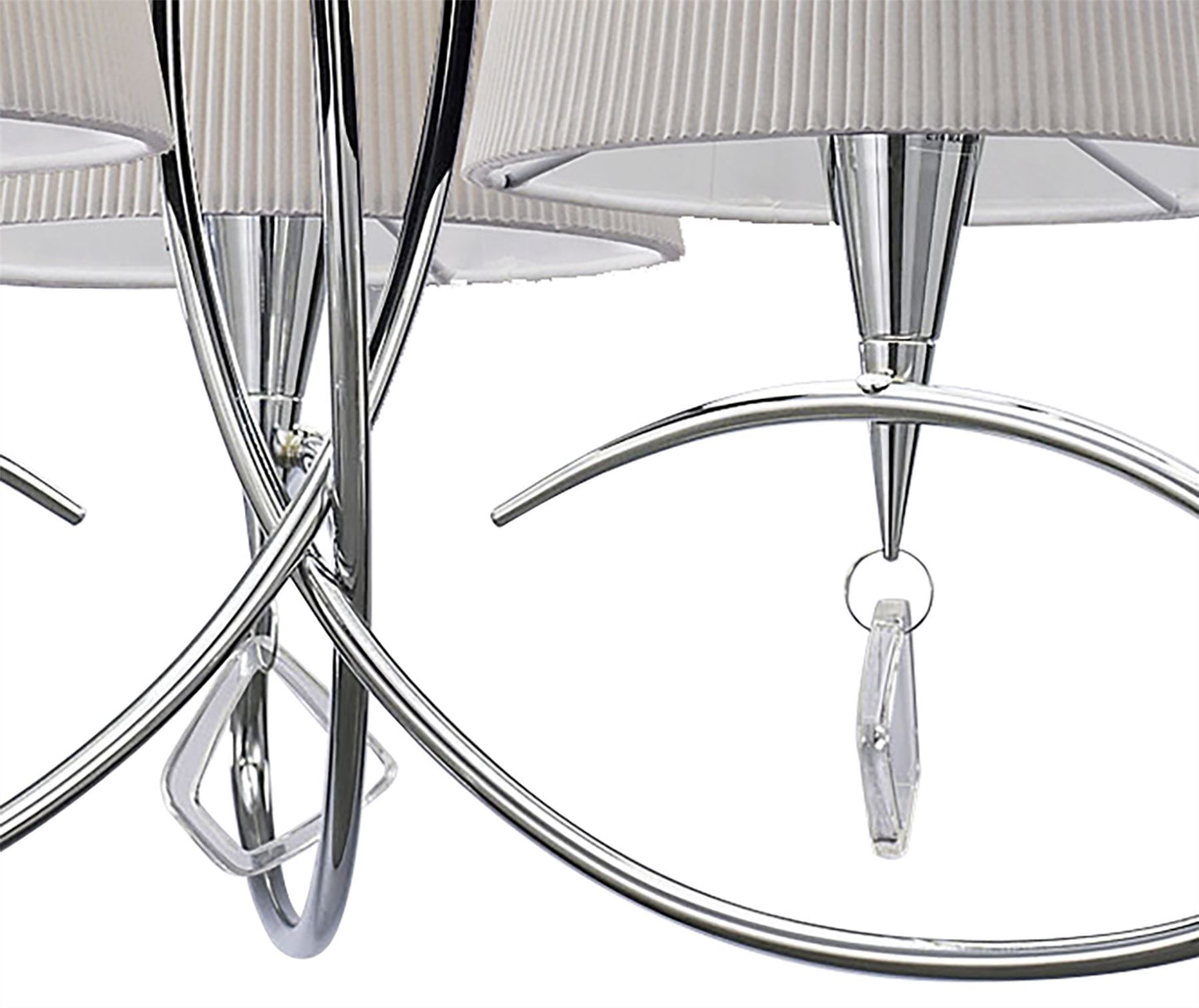 Mantra M1640 Mara Pendant 3 Light E14, Polished Chrome with Ivory White Shades