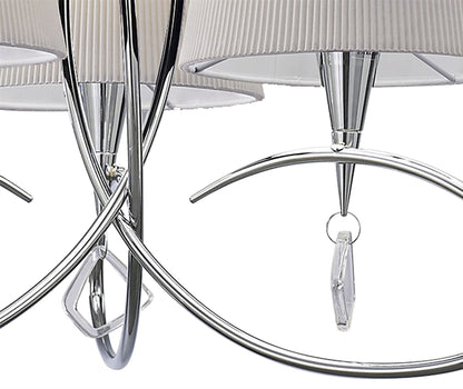 Mantra M1640 Mara Pendant 3 Light E14, Polished Chrome with Ivory White Shades