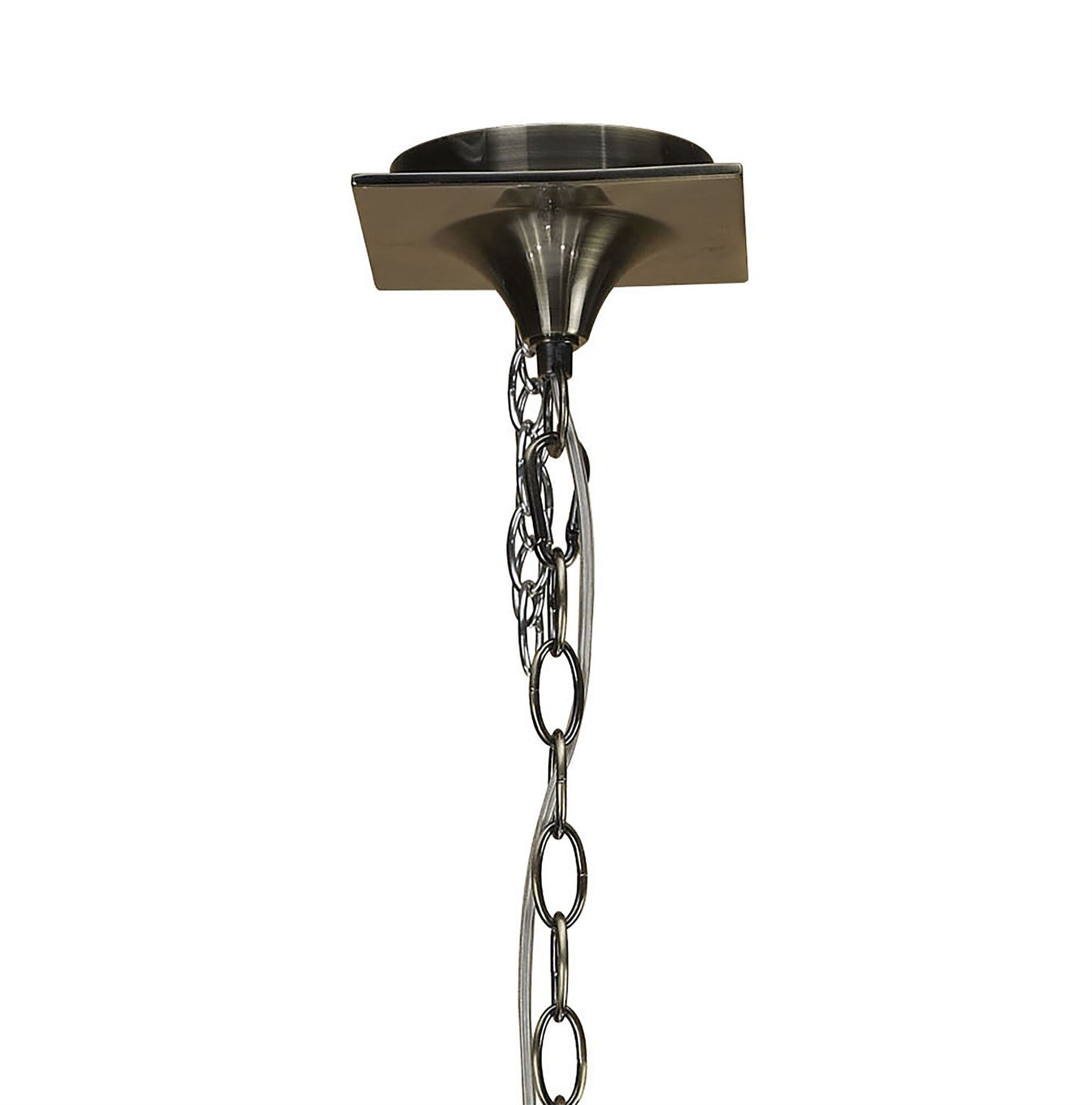 Mantra Ninette 80cm Pendant 3 Arm 6 Light E14, Antique Brass with Ivory White Shades
