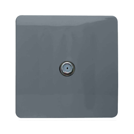 Trendi 1 Gang Artistic Modern Glossy Screwless Television Satellite Socket Warm Grey