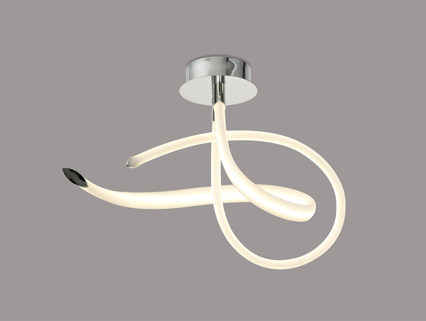 Mantra Armonia Semi Flush Curl, 40W LED, 3000K, 3000lm, Polished Chrome/Frosted Acrylic, 3yrs Warranty Ceiling