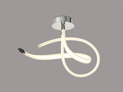 Mantra Armonia Semi Flush Curl, 40W LED, 3000K, 3000lm, Polished Chrome/Frosted Acrylic, 3yrs Warranty Ceiling