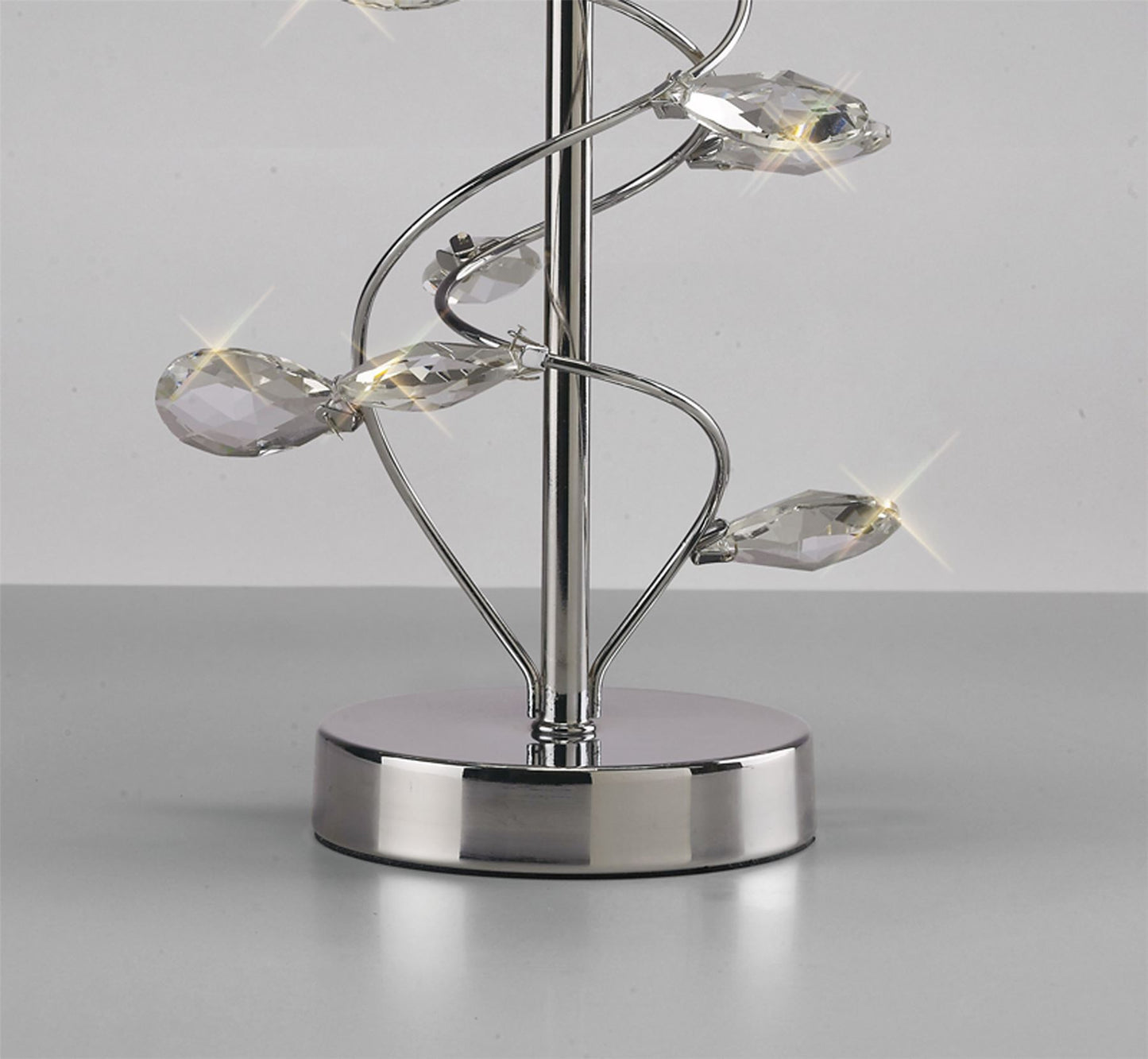 Diyas Willow Crystal Table Lamp with White Shade 1 Light E27 Polished Chrome