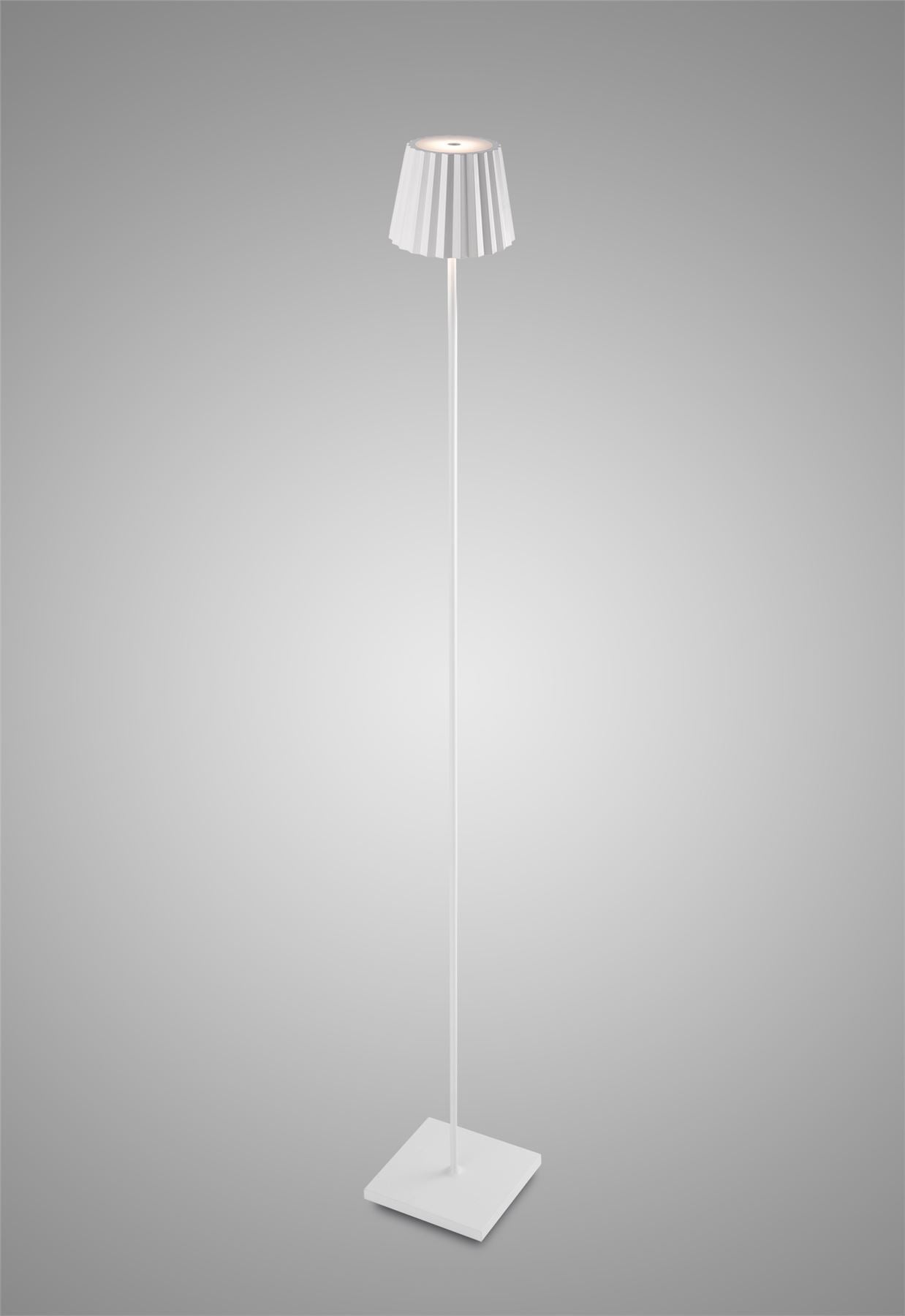 Mantra Fusion K2 Cordless K2 Rechargeable Battery Operated Floor Lamp, 2.2W LED, 3000K, 188lm, IP54, USB Charging Cable Included, White, 3yrs Warranty