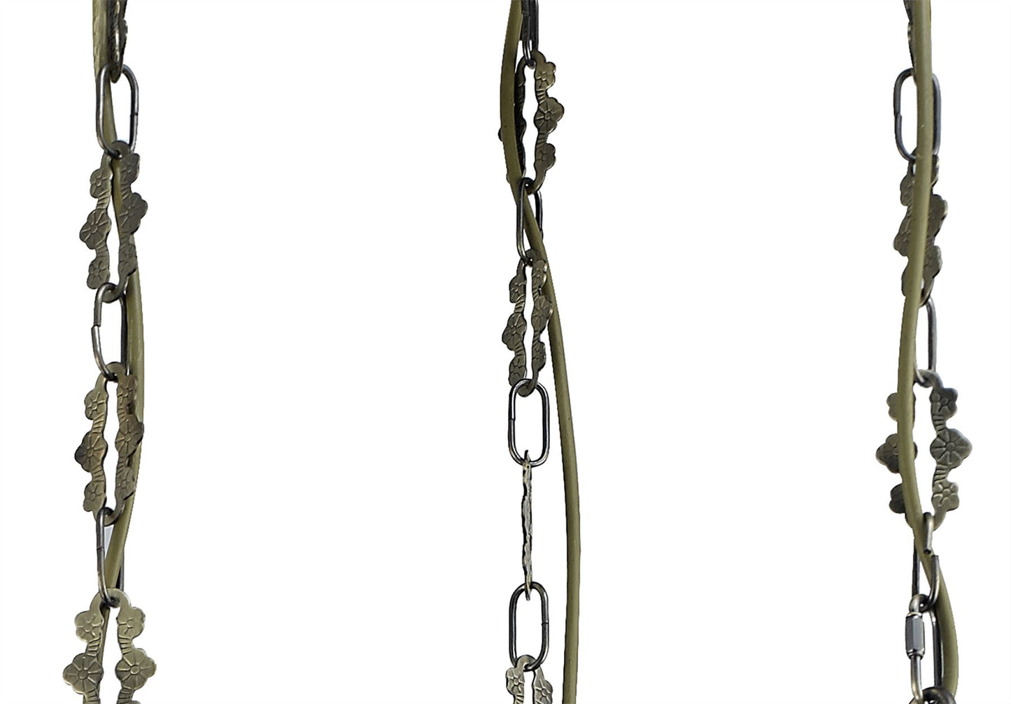Diyas Marisa Triple  Round 3 Light E27 Antique Brass/Amber Crystal Ceiling Pendant Light Fitting