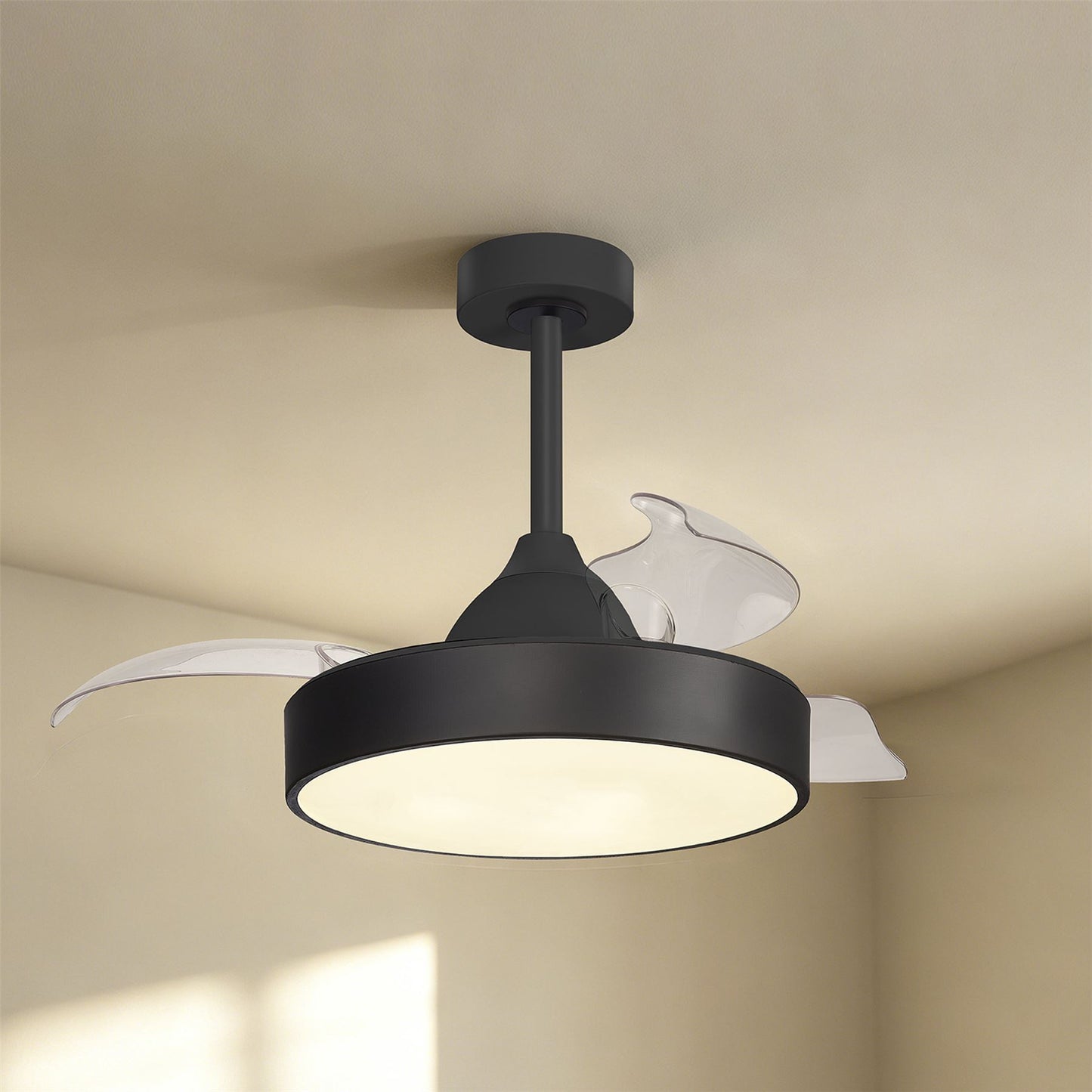 Alaska 43cm 45W LED Dimmable Ceiling Light With Built-In 25W DC Fan, 2700-5000K Remote & APP Control, 2500lm, Black, 5yrs Warranty