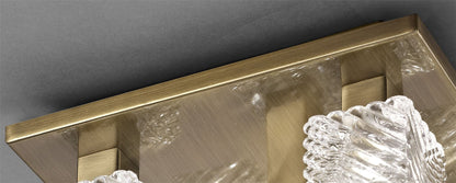 Deco Accor Ceiling Flush 5 Light G9, 230mm Square, Antique Brass/Clear Glass