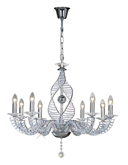 Diyas Santo 78cm  8 Light E14 Polished Chrome/Crystal Ceiling Pendant Light Fitting