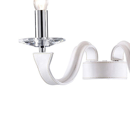 Diyas Nardini Wall Light 2 Light E14 Polished Chrome/White Faux Leather/Crystal