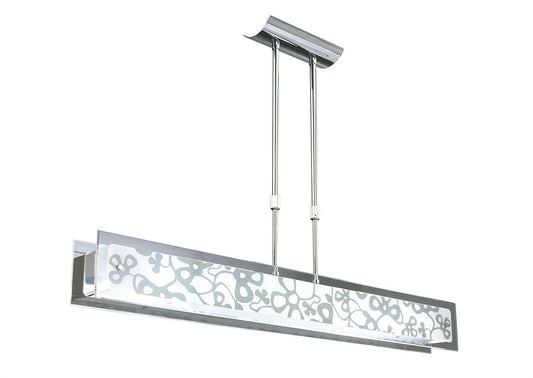Mantra Euphoria Linear Pendant 2 Light T5 Wire, Polished Chrome, Opal White Glass, NOT LED, CFL Compatible