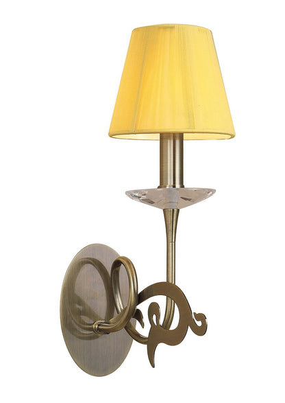 Mantra Acanto Wall Light Switched 1 Light E14, Antique Brass with Amber Cream Shade