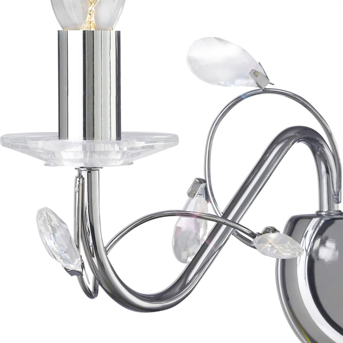 Diyas Willow Wall Light WITHOUT SHADE 2 Light E14 Polished Chrome/Crystal